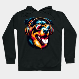 Beauceron Smiling DJ: Musical Dog in Sunglasses Hoodie